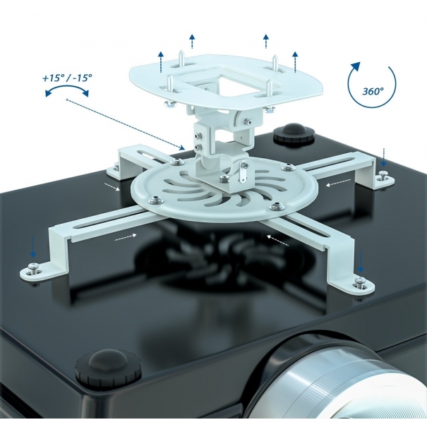 Supporto a soffitto per videoproiettore "Prime", universale, fisso da 15cm (bianco)