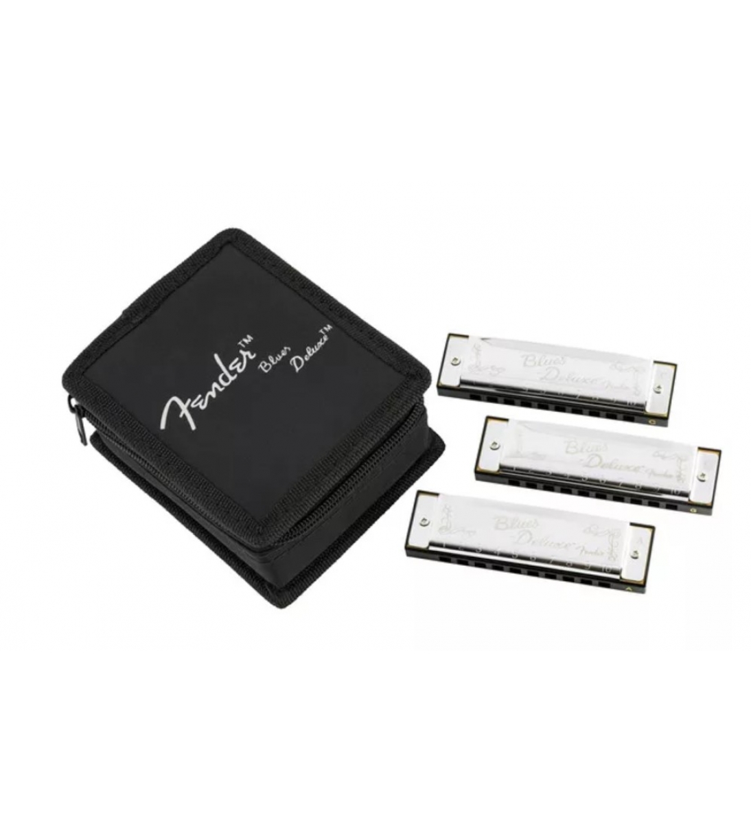 Blues Deluxe Harmonica Pack of 3 with Case