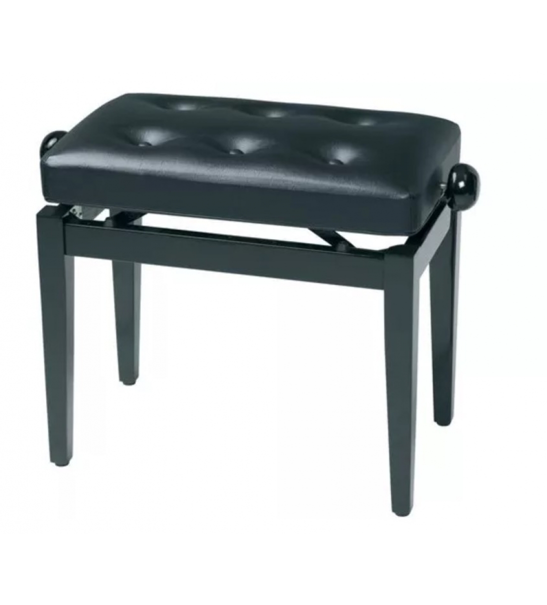 GEWA Panca Per Piano Deluxe Leather Nero Lucido Seduta Nera Simil-pelle