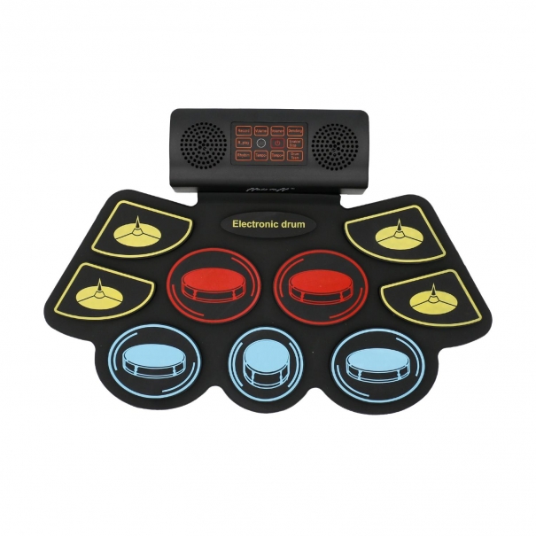 Pad Batteria Elettronica Stereo Portatile con 9 Pad e 2 Pedali (Ricaricabile)