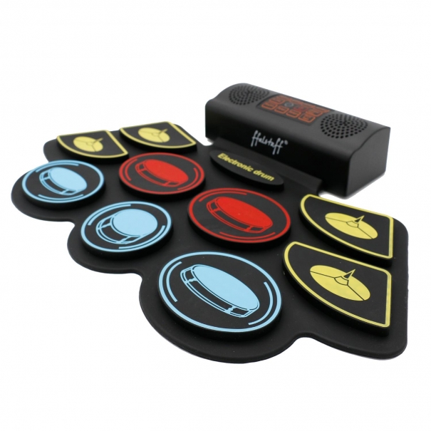 Pad Batteria Elettronica Stereo Portatile con 9 Pad e 2 Pedali (Ricaricabile)