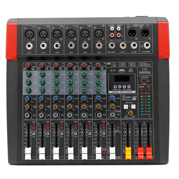 EVOMIX-06-USB Mixer/Scheda Audio 6 canali, multieffetto DSP, interfaccia USB, lettore Mp3, Bluetooth