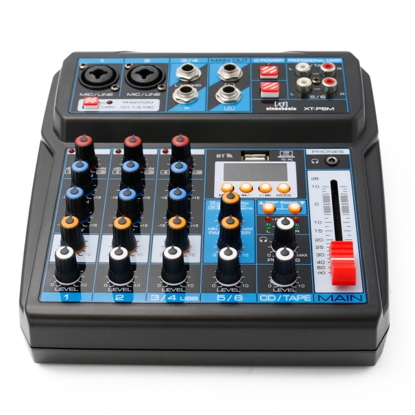 XT-PS6 Mixer/Scheda Audio 6 canali, multieffetto DSP, interfaccia USB, lettore Mp3, Bluetooth
