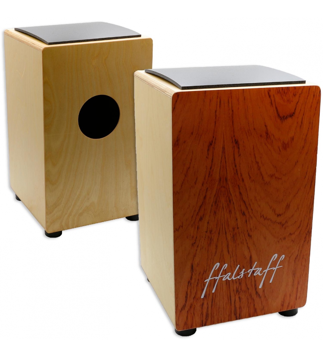 Cajon in Legno Effetto Naturale con Cuscino (30 x 29 x 50 cm)