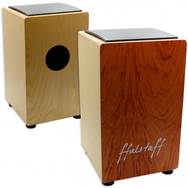 Cajon in Legno Effetto Naturale con Cuscino (30 x 29 x 50 cm)