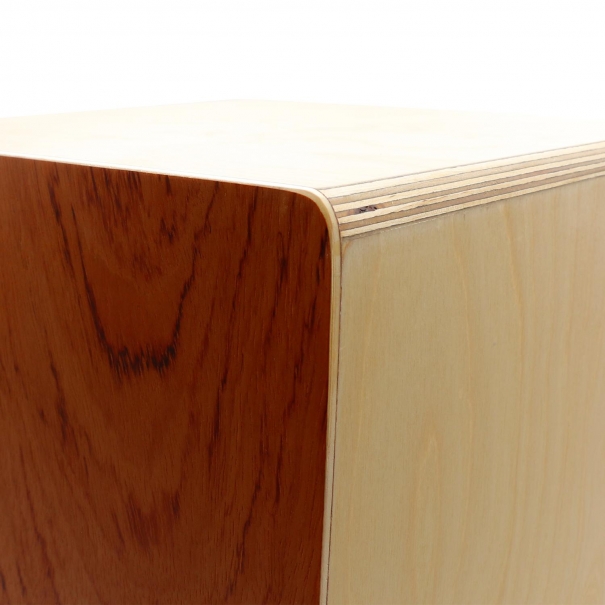 Cajon in Legno Effetto Naturale con Cuscino (30 x 29 x 50 cm)