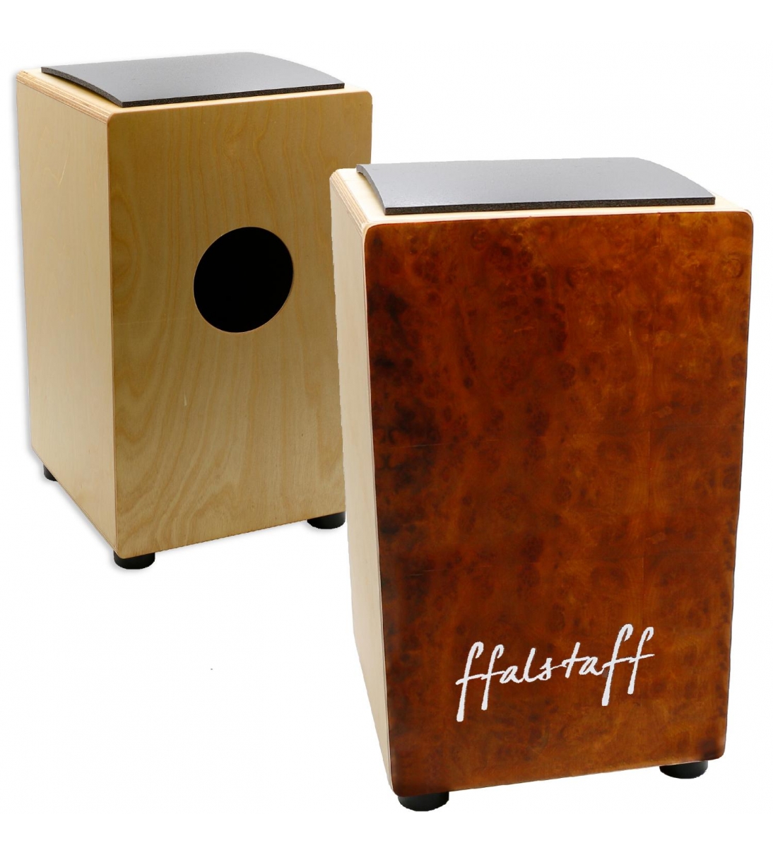 Cajon in Legno Effetto Naturale color Ciliegio con Cuscino (30 x 29 x 50 cm)