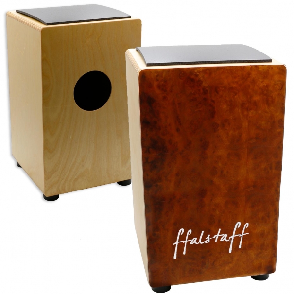 Cajon in Legno Effetto Naturale color Ciliegio con Cuscino (30 x 29 x 50 cm)