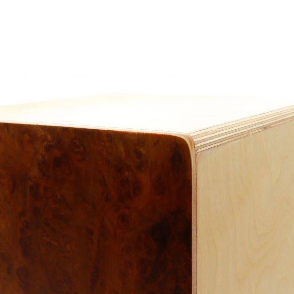 Cajon in Legno Effetto Naturale color Ciliegio con Cuscino (30 x 29 x 50 cm)