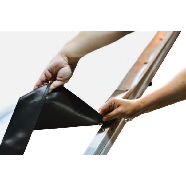 Schermo proiezione "Light-Folder" ultraleggero con cornice ripiegabile e 2 teli, "White" bianco ottico classico e "Rear" da retroproiezione 259x162cm 120" 16:10