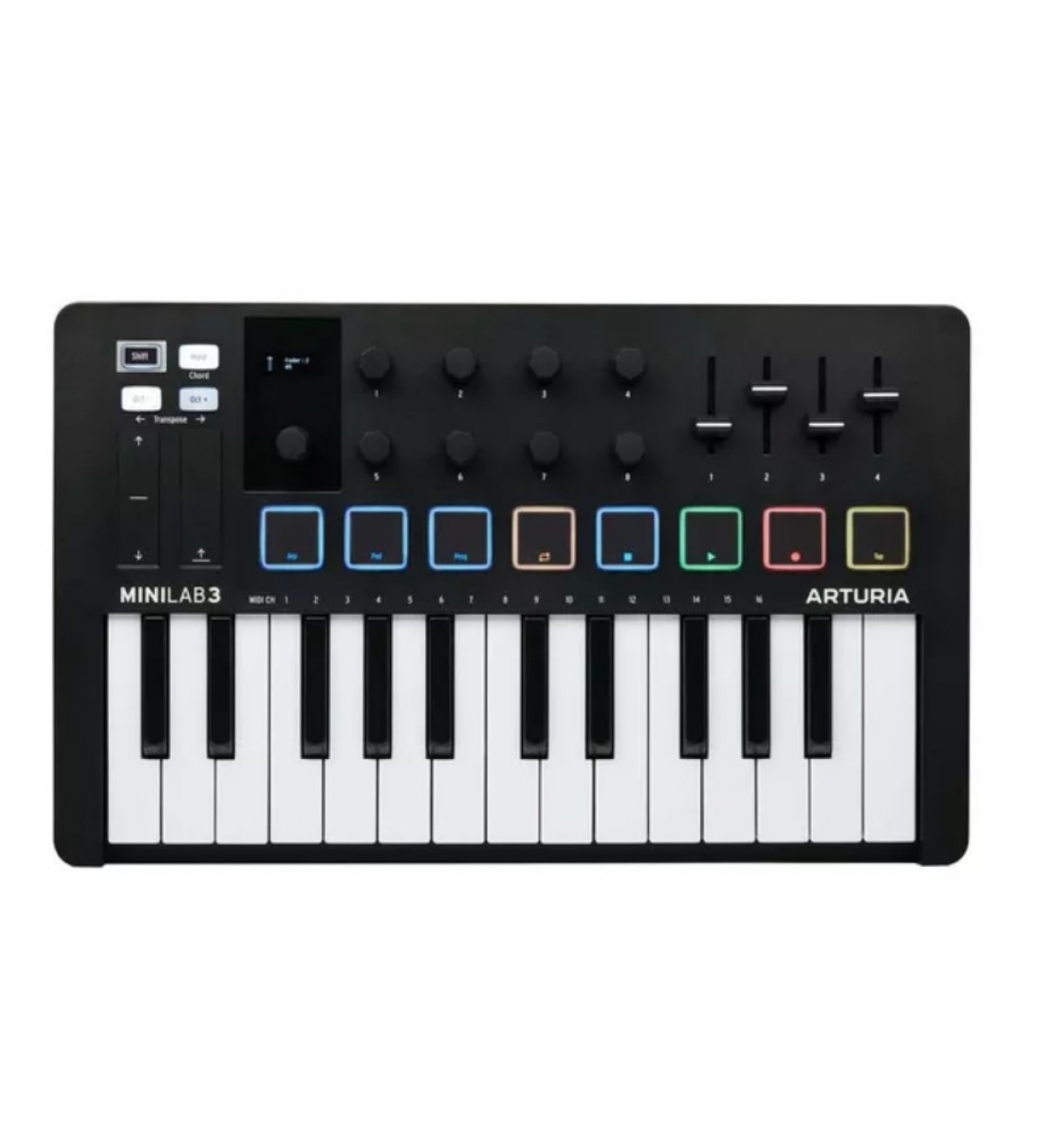 MiniLab 3 Black TASTIERA CONTROLLER USB 25 TASTI MINI, 8 PAD RGB, 8 ENCODER ROTATIVI