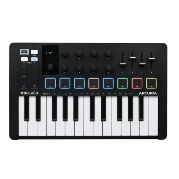 MiniLab 3 Black TASTIERA CONTROLLER USB 25 TASTI MINI, 8 PAD RGB, 8 ENCODER ROTATIVI