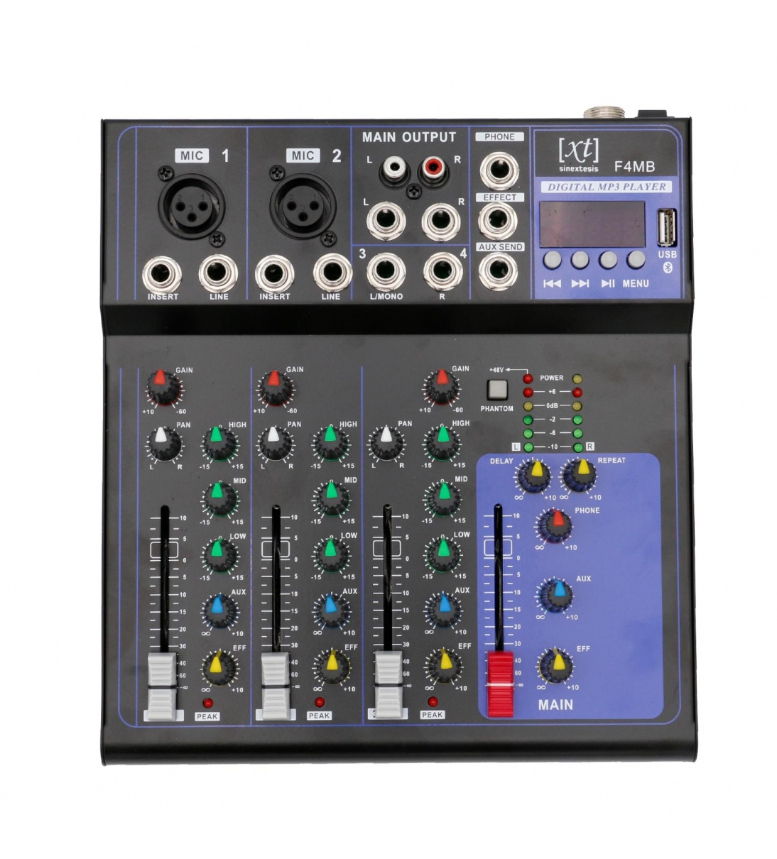 F4-MB Mixer 4 canali MP3 USB Bluetooth con Effetto Echo