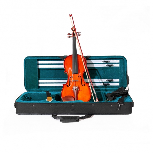 Violino 4/4 Massello "Accademy" Finitura Lucida, parti in Palissandro, Arco Superior, colofonia Rosin (Custodia Rettangolare ed Accessori)