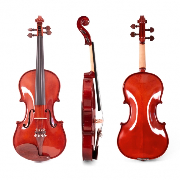 Violino 4/4 Massello "Accademy" Finitura Lucida, parti in Palissandro, Arco Superior, colofonia Rosin (Custodia Rettangolare ed Accessori)