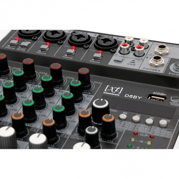 D6BY Mixer/Scheda Audio 4 canali MP3 USB Bluetooth con DSP 16 effetti 24 bit