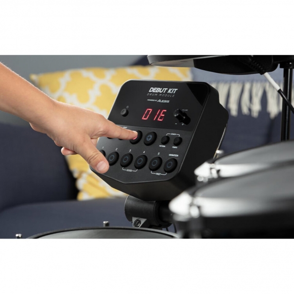 Batteria Elettronica Debut Kit con 4 pad Elettronici in Mesh, 120 Suoni, Lezioni, Cuffie, Sgabello, Bacchette