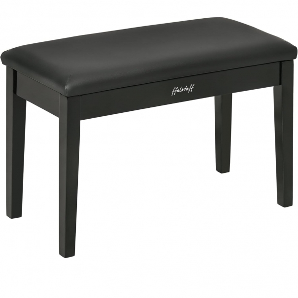Panca per Pianoforte con Vano Portaoggetti in Legno con Sedile in Eco-Pelle