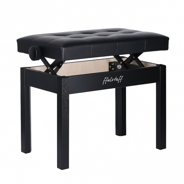 Panca per Pianoforte con Altezza Regolabile in Legno con Sedile in Eco-Pelle con Effetto Capitonné