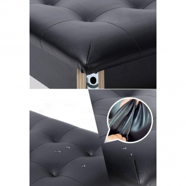 Panca per Pianoforte con Altezza Regolabile in Legno con Sedile in Eco-Pelle con Effetto Capitonné