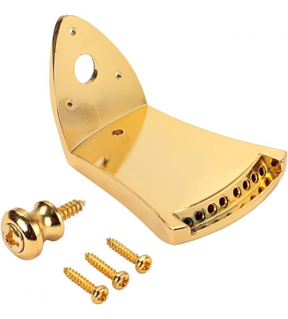 Parti di ricambio per cordiera per mandolino triangolare in metallo con viti Chiusura per cinturino per chitarra per mandolino ad arco a 8 corde (oro)