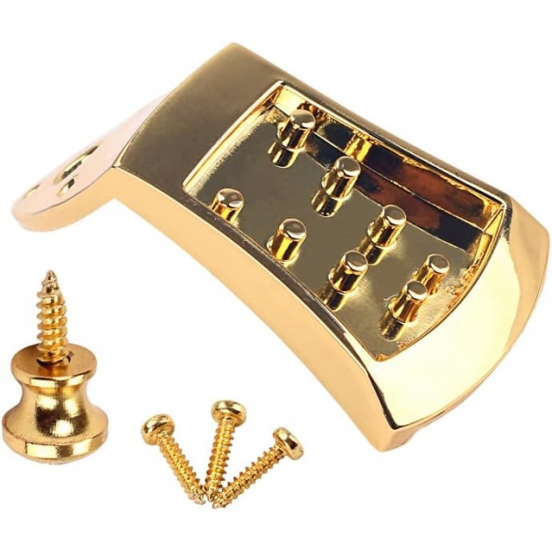Parti di ricambio per cordiera per mandolino triangolare in metallo con viti Chiusura per cinturino per chitarra per mandolino ad arco a 8 corde (oro)