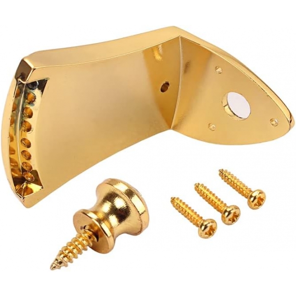Parti di ricambio per cordiera per mandolino triangolare in metallo con viti Chiusura per cinturino per chitarra per mandolino ad arco a 8 corde (oro)