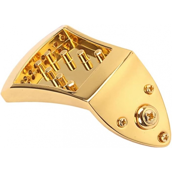 Parti di ricambio per cordiera per mandolino triangolare in metallo con viti Chiusura per cinturino per chitarra per mandolino ad arco a 8 corde (oro)