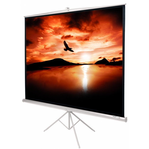 Schermo proiezione "Instri" su treppiede, con telo "HD Canvas" bianco ottico con retro nero 150x150cm 84" 1:1