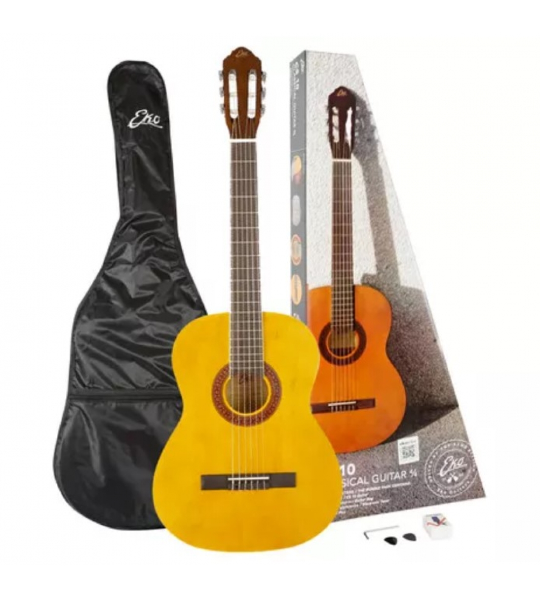 CS-10 Pack Chitarra Classica + Custodia + Accordatore + 5 Plettri
