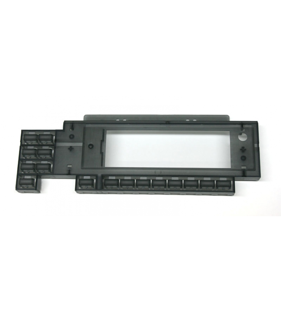 Gruppo pulsanti in plastica per Korg TR. Si tratta del blocco di pulsanti a sinistra e sotto lo schermo del display, Korg 500646100600 