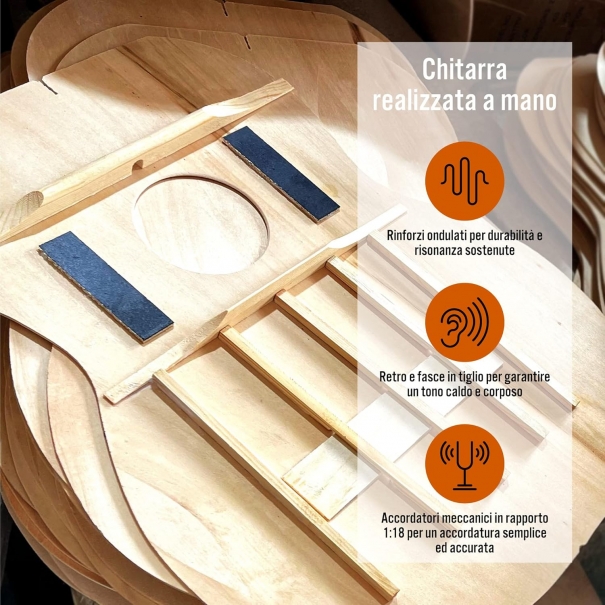3rd Avenue Pacchetto con chitarra acustica cutaway 3rd Avenue di dimensioni standard 4/4 livello beginner, custodia da trasporto, tracolla, plettri e corde di riserva