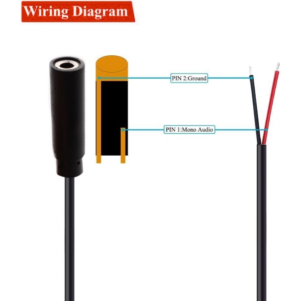 Connettore Jack Femmina 3.5mm, Connettori 3,5 A Saldare, Audio 3,5mm, TS 2 Poli Mono Per Riparare Cavi Audio Per Cuffie (30 cm)