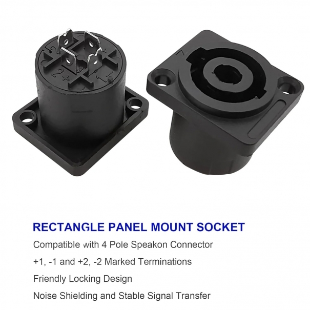 Connettore presa per montaggio a pannello speakon a 4 poli