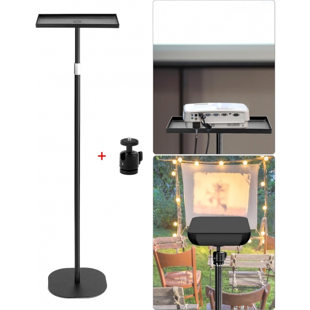 Supporto proiettore da terra con snodo sferico da 1/4'', Regolabile in altezza da 60 a 120 cm, Ideale per laptop, proiettori, fotocamere