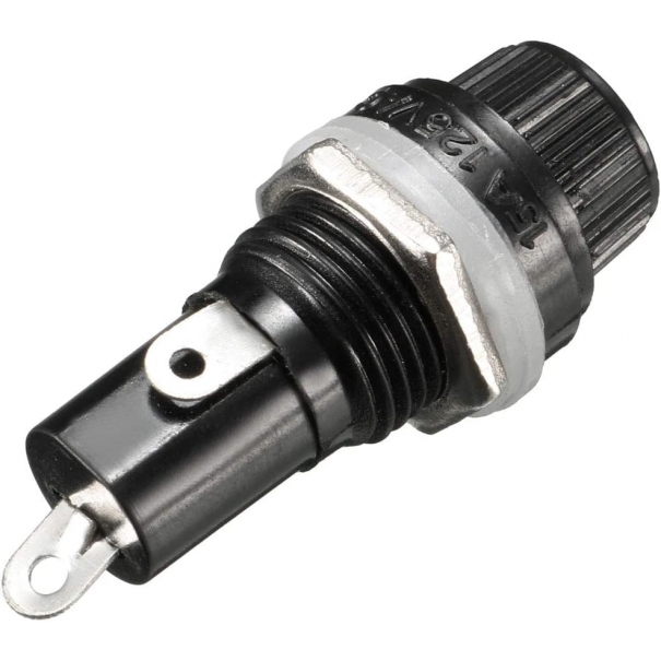 Portafusibile AC 10A 250V Nero Portafusibile con Tappo a Vite