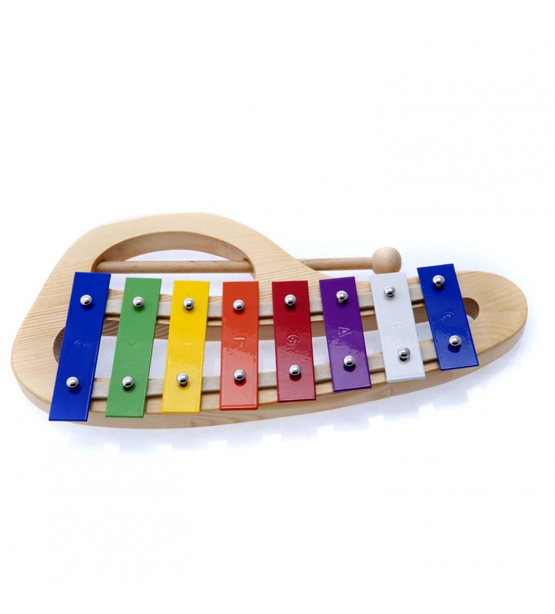 Metallofono Diatonico 8 Note con Piastre Colorate e Base in Legno