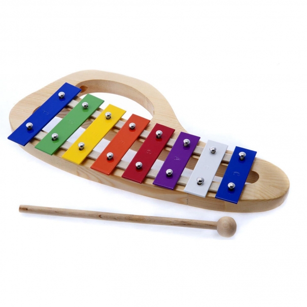 Metallofono Diatonico 8 Note con Piastre Colorate e Base in Legno