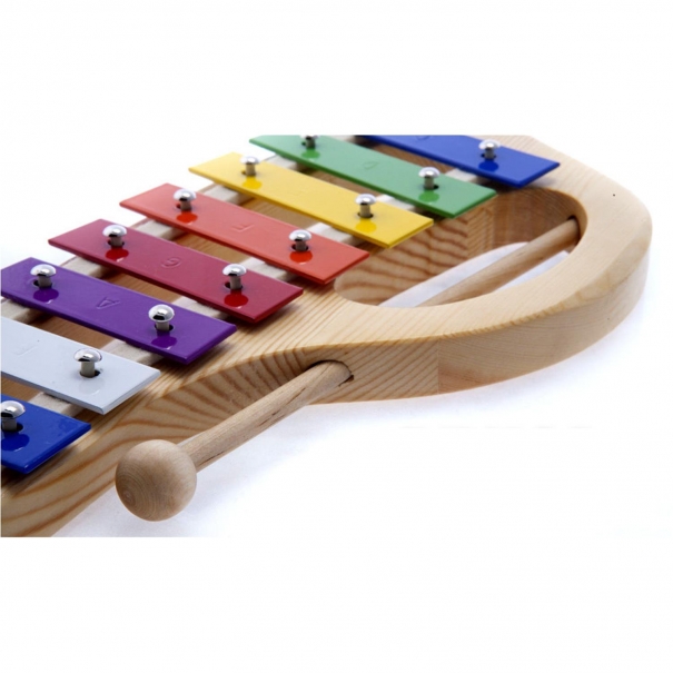 Metallofono Diatonico 8 Note con Piastre Colorate e Base in Legno