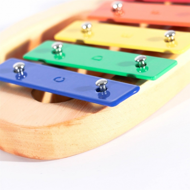 Metallofono Diatonico 8 Note con Piastre Colorate e Base in Legno