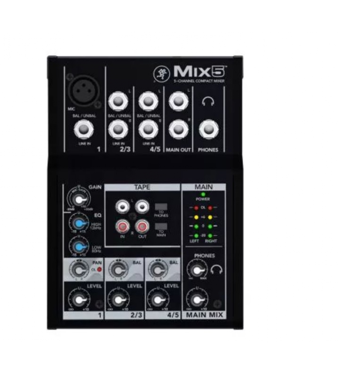 Mix5 MIXER COMPATTO 5 INPUT CON 1 PREAMPLIFICATORE MICROFONICI
