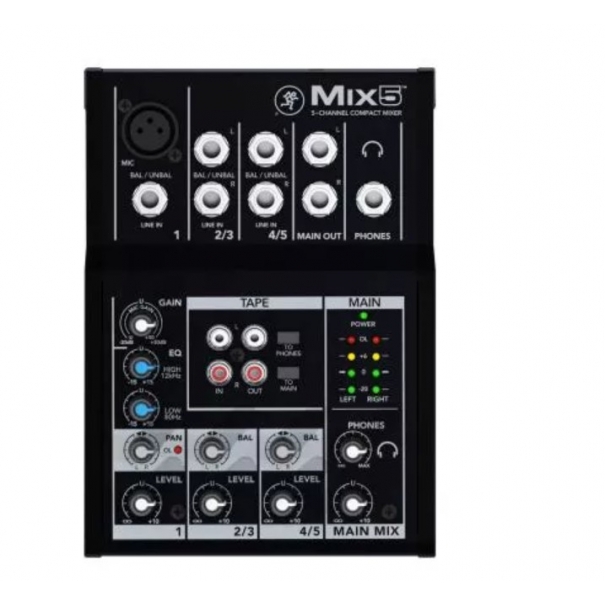 Mix5 MIXER COMPATTO 5 INPUT CON 1 PREAMPLIFICATORE MICROFONICI