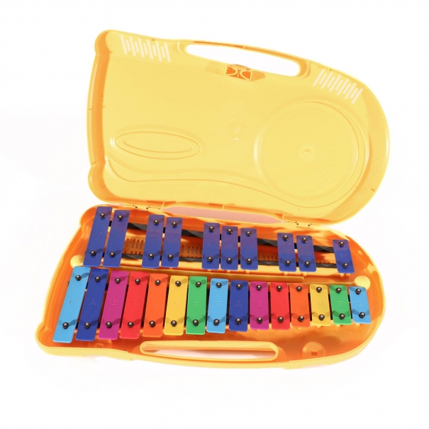 Metallofono Cromatico 25 Note con Piastre Colorate (Custodia Gialla)