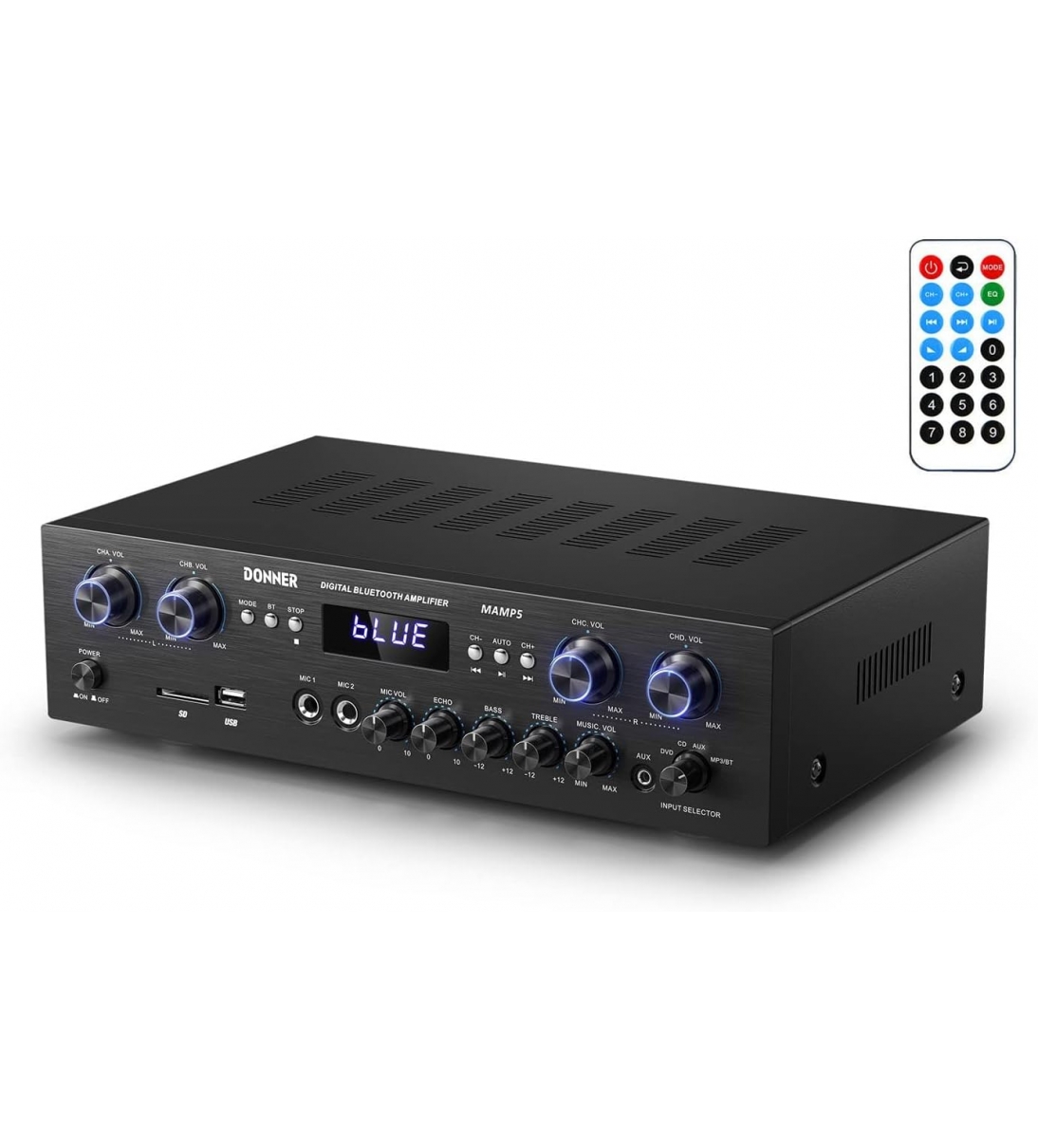 Amplificatore di potenza Audio Bluetooth 5.0, Amplificatore Audio Stereo 4 Canali, Amplificatore HiFi 440W