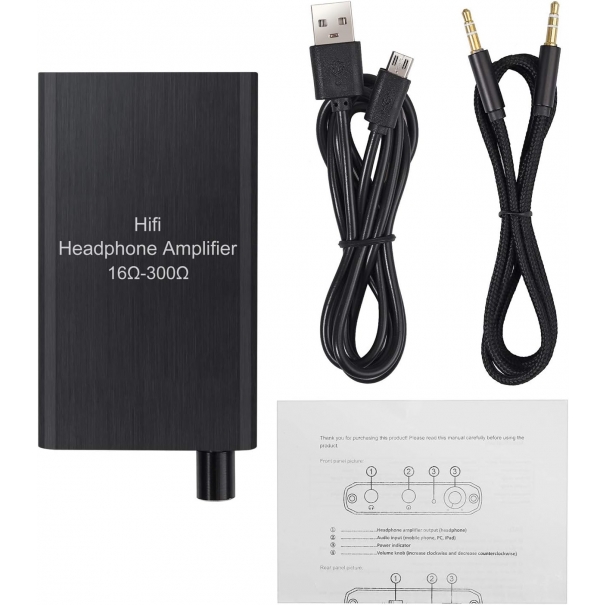 Amplificatore per Cuffie con Resistenza 16-300Ω, SNR≥120dB e THD+N 0.0003%, Filtra Pienamente il Rumore al Fine di Godere Ottima Qualità Audio