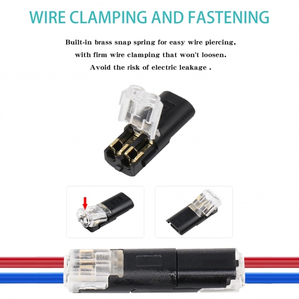 Connettori Elettrici Rapidi 12V, 2 Pin, Impermeabili, Connettore Elettrico per Cavi AWG 18-22