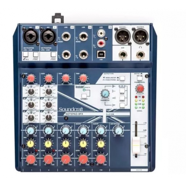 Notepad 8FX MIXER ANALOGICO USB 8 CANALI, 2 MIC INPUT, ALIMENTAZIONE PHANTOM, EFFETTI DIGITALI
