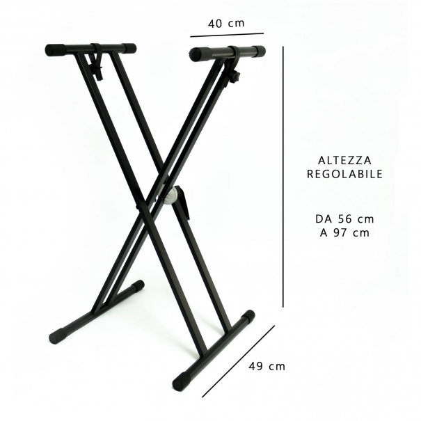 Supporto per tastiera doppio telaio con Sistema Crocodile a leva (max 50 Kg statici)