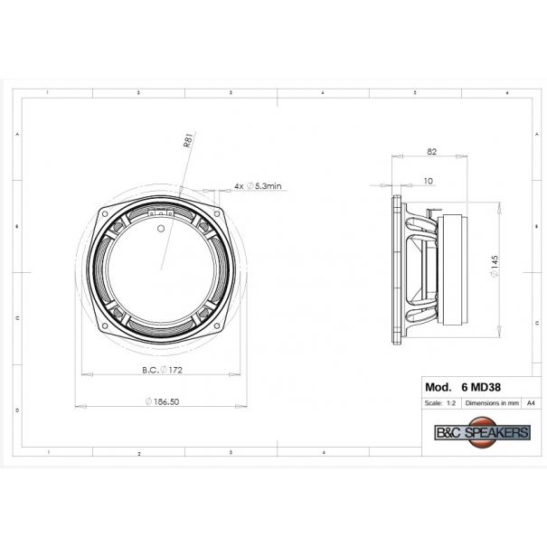 BEC-06MD38 MIDRANGE 6.5" 120W 8Ω 96dB = Montarbo AS138