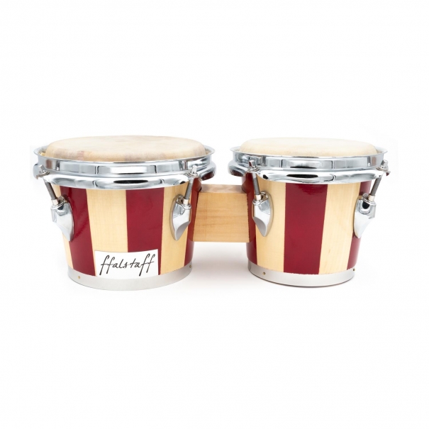 Bongo in Legno - Misure Pelli 7.5" & 8.5" (Natural/Rosso)